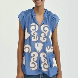 Chufy Thuli Patch Embroidered Top in Gagan Sky Size XS Like New